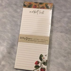 Strawberry Floral Market List Note Pad Magnetic NWT Kelly Green Punch Studio